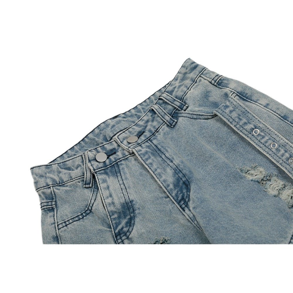 Distressed Multi - Pocket Utility Cargo Pants - Thrashink