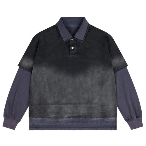 Distressed Ombre Mock Two - Piece Sweatshirt - Thrashink