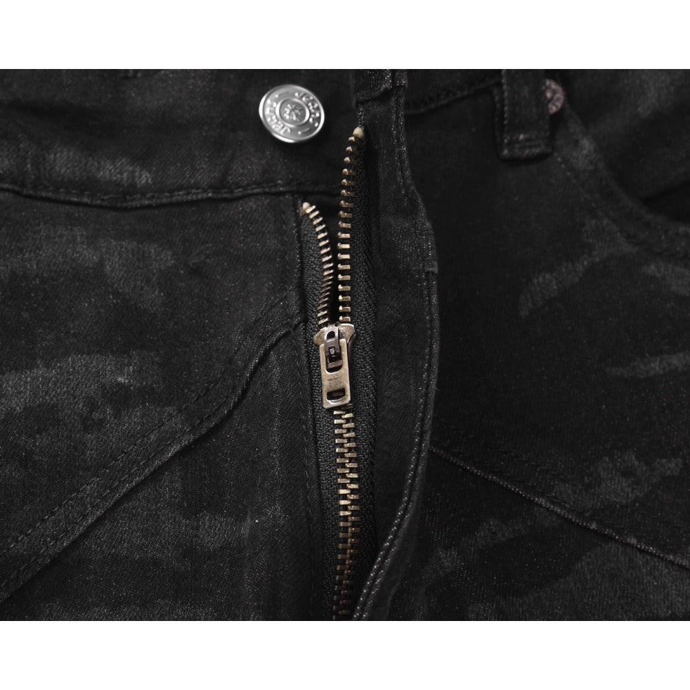 Distressed Patchwork Rhinestone Star Jeans - Thrashink