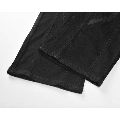 Distressed Patchwork Rhinestone Star Jeans - Thrashink