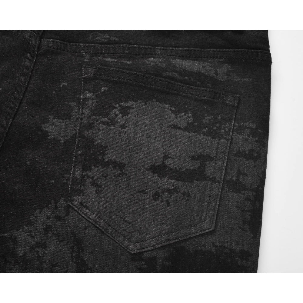 Distressed Patchwork Rhinestone Star Jeans - Thrashink