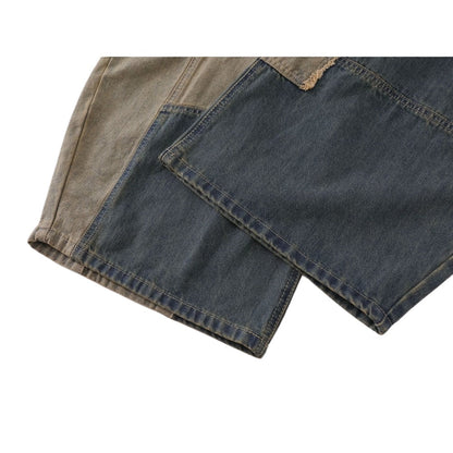 Distressed Patchwork Wide - leg Jeans - Thrashink
