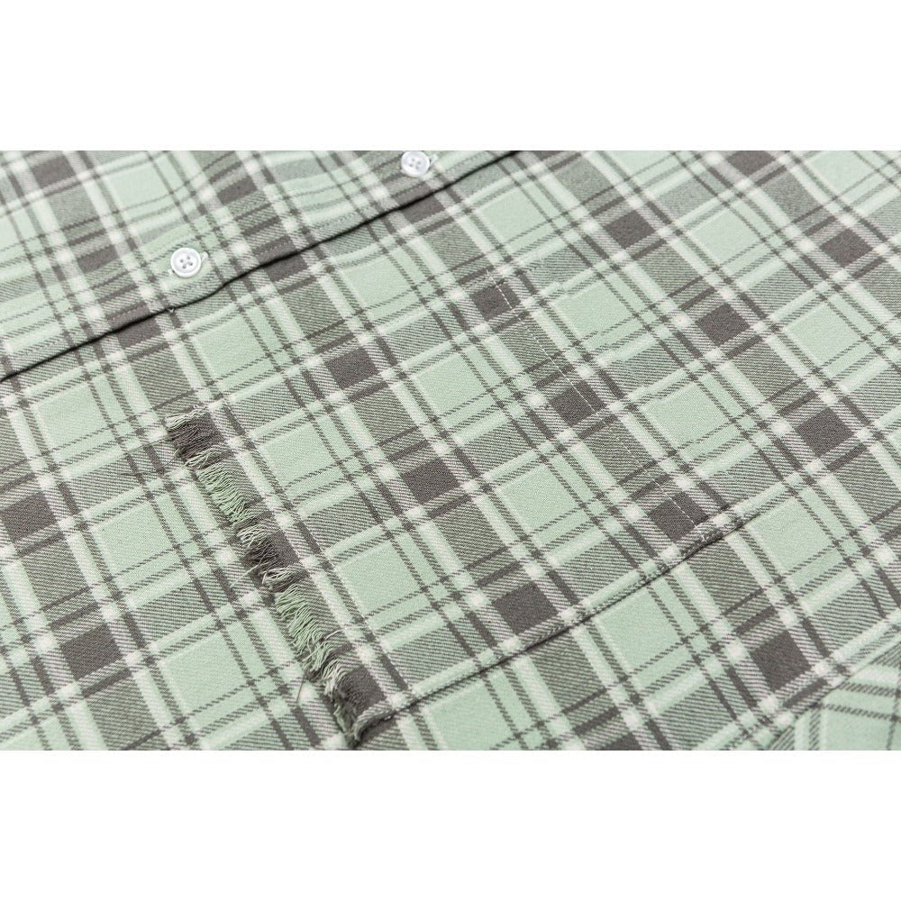 Distressed Plaid Overshirt - Thrashink