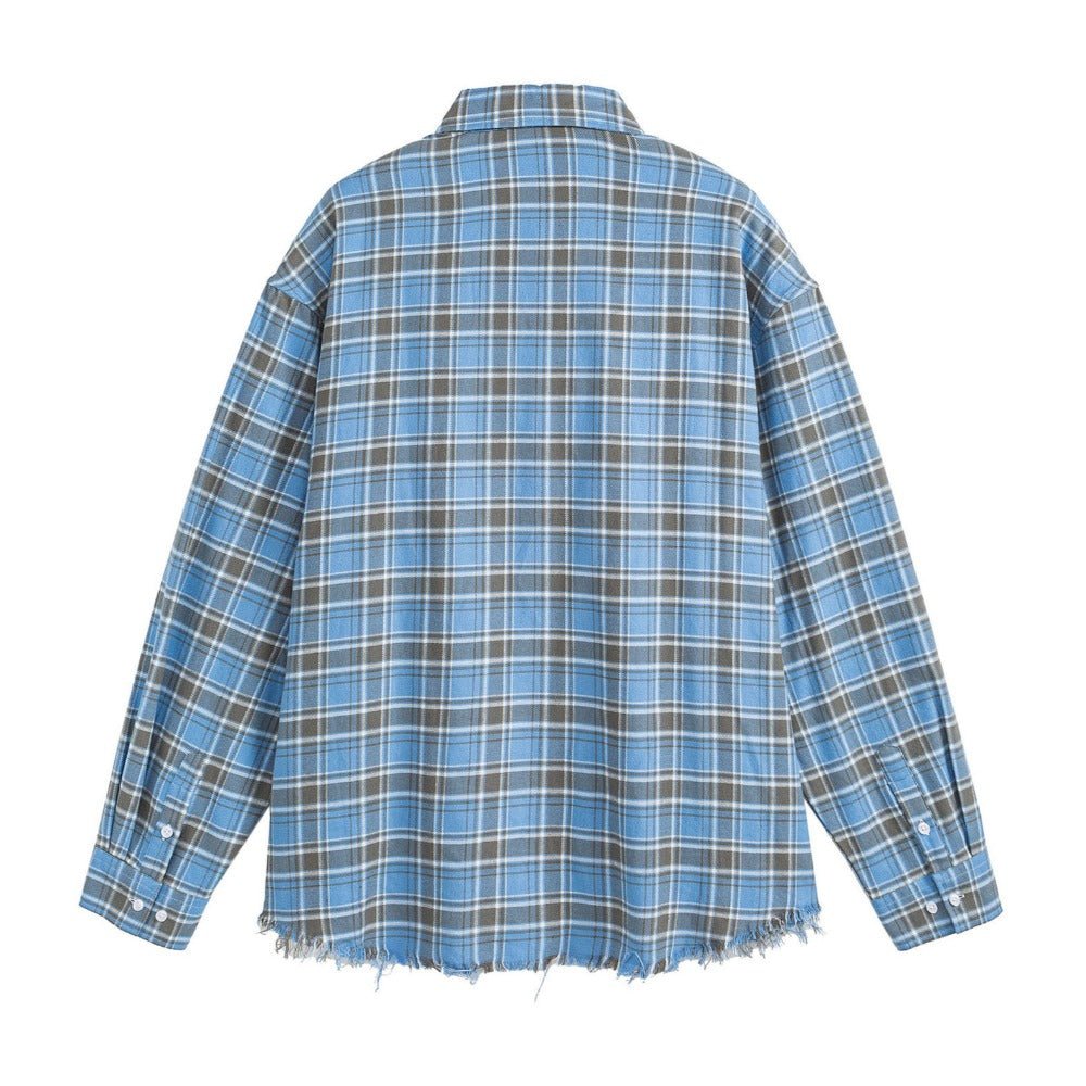 Distressed Plaid Overshirt - Thrashink