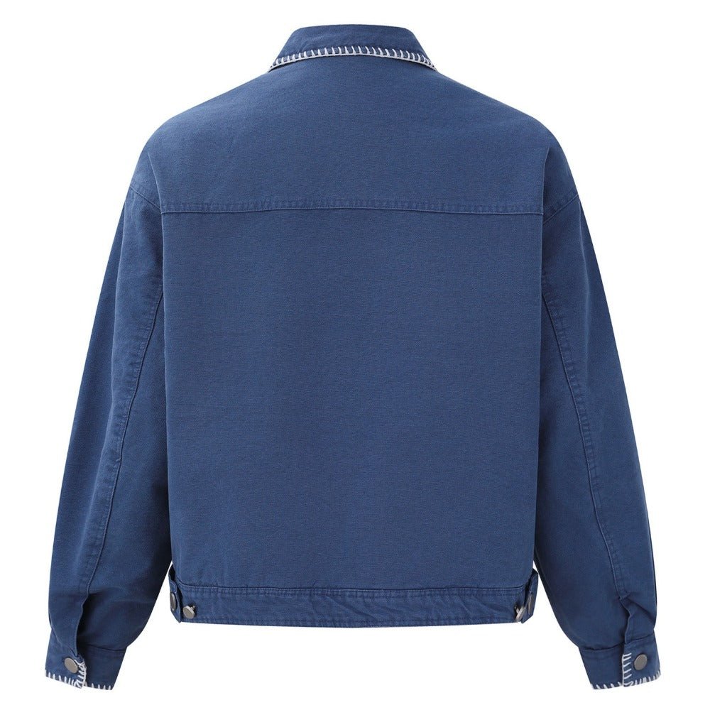 Distressed Thickened Denim Flight Jacket - Thrashink