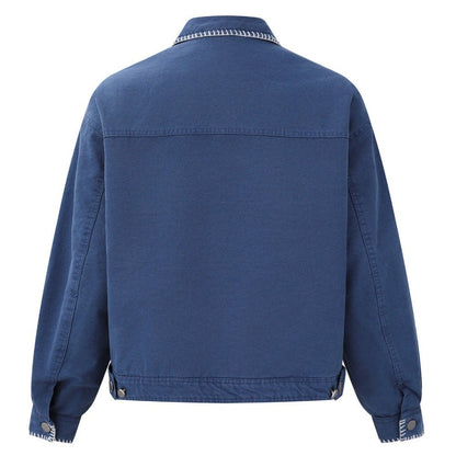 Distressed Thickened Denim Flight Jacket - Thrashink