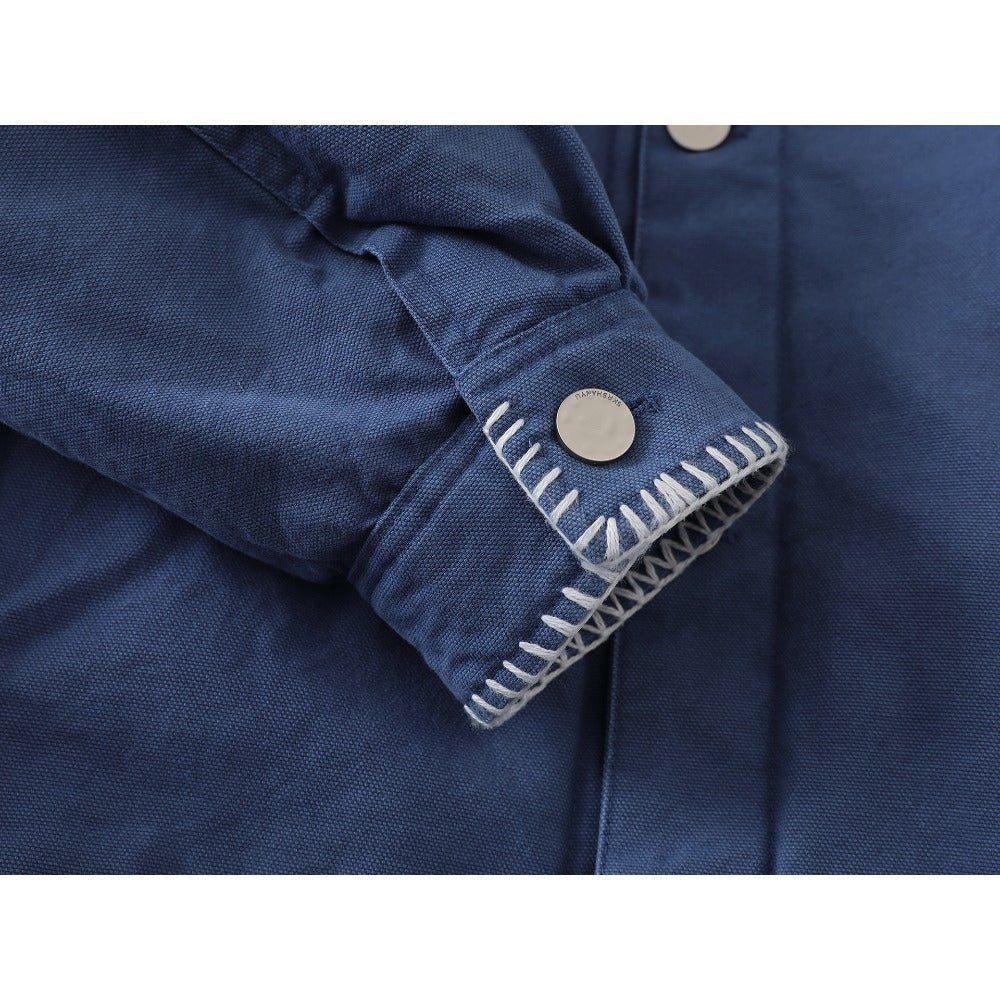 Distressed Thickened Denim Flight Jacket - Thrashink