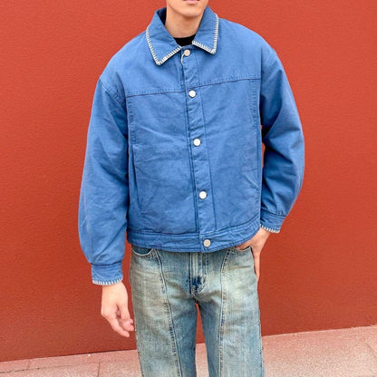 Distressed Thickened Denim Flight Jacket - Thrashink