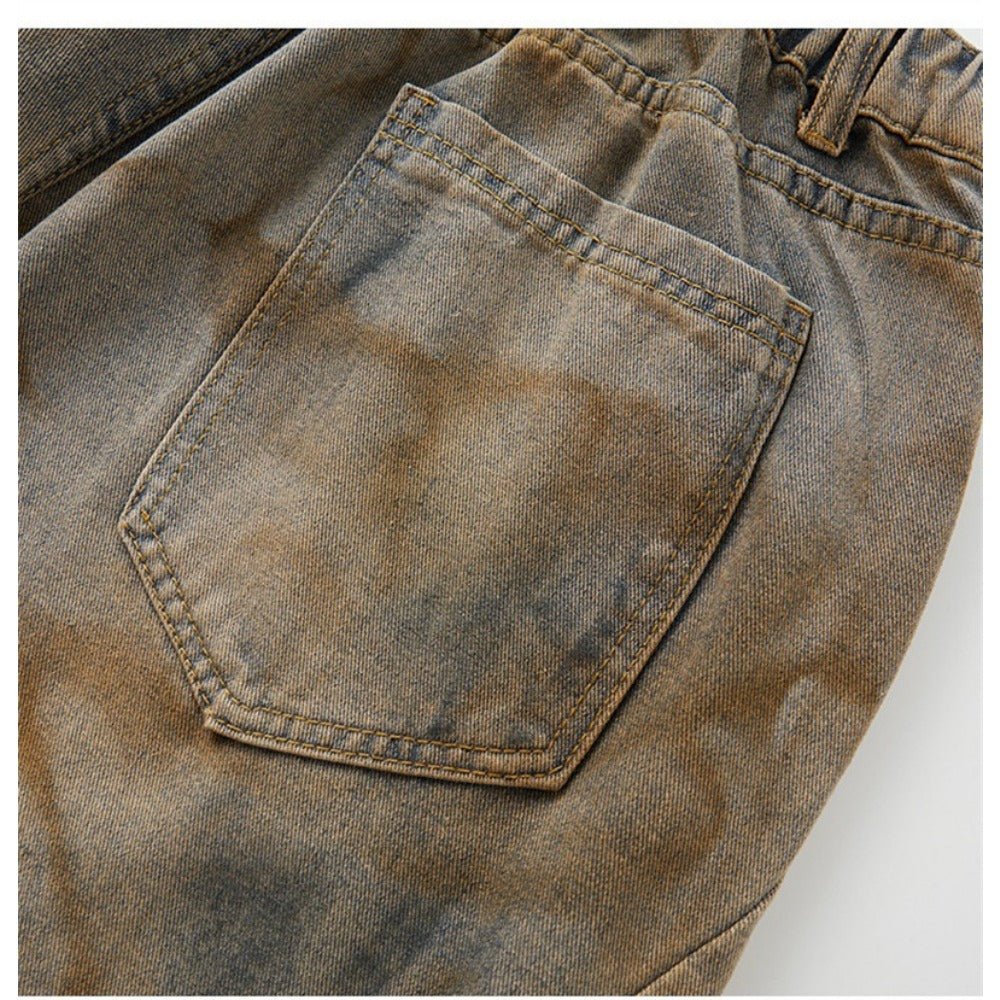 Distressed Tie - Dye Denim Capri Pants - Thrashink