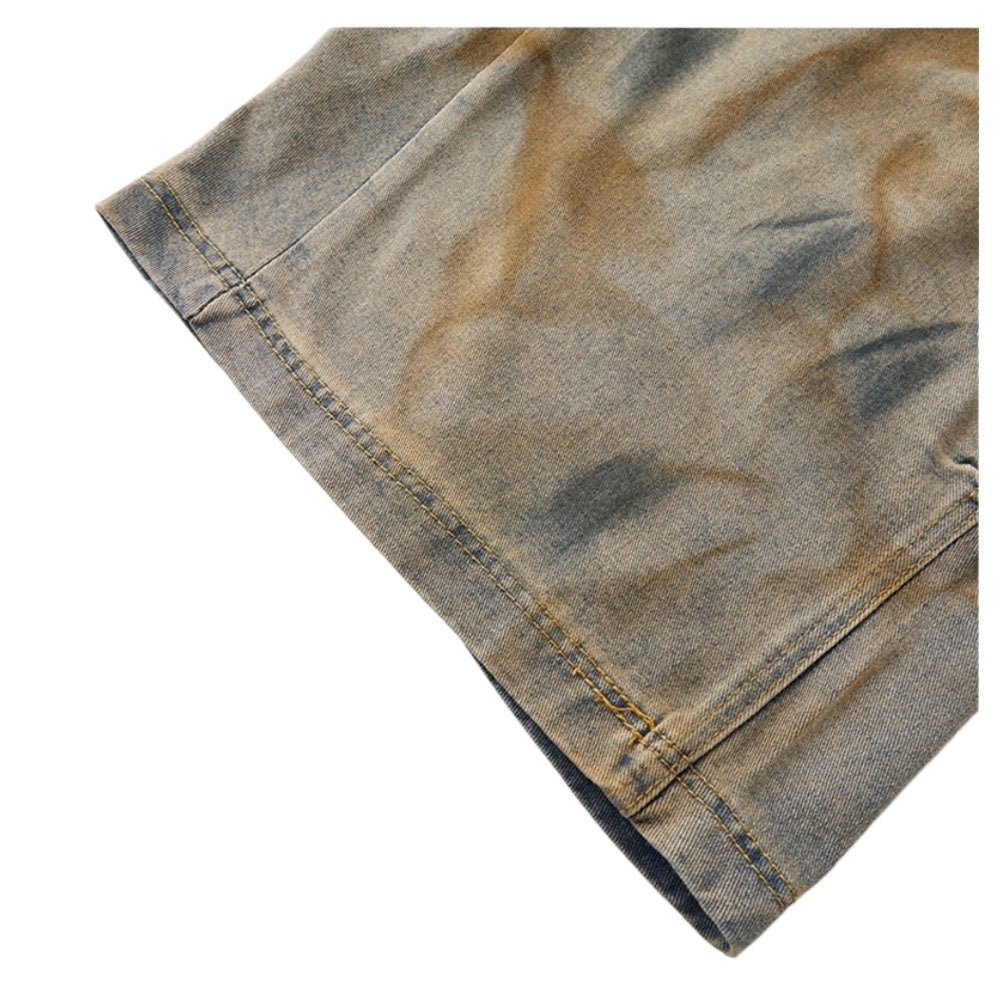 Distressed Tie - Dye Denim Capri Pants - Thrashink