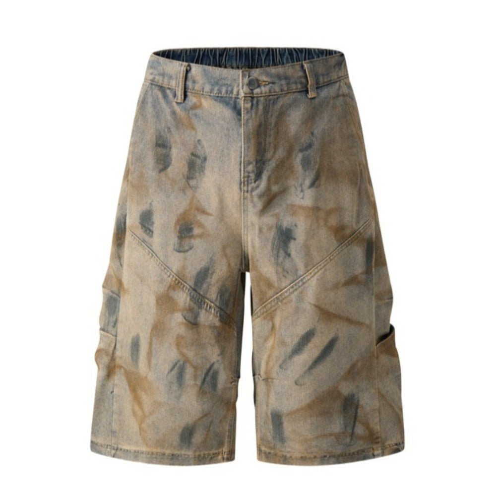 Distressed Tie - Dye Denim Capri Pants - Thrashink