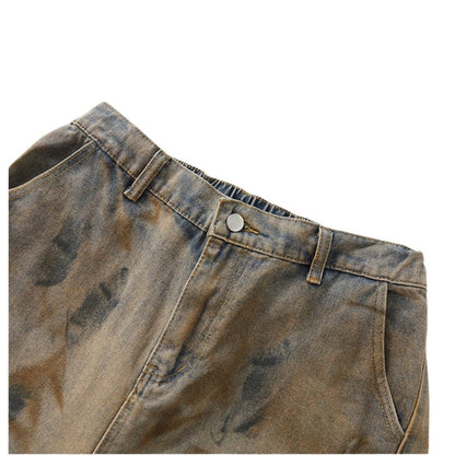Distressed Tie - Dye Denim Capri Pants - Thrashink