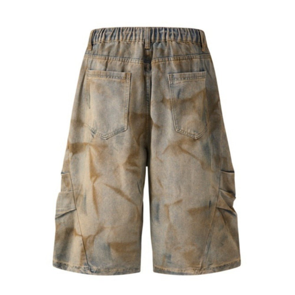 Distressed Tie - Dye Denim Capri Pants - Thrashink