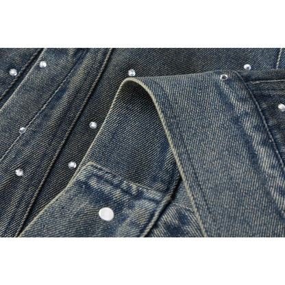 Dotty Rhinestone Denim Jacket - Thrashink