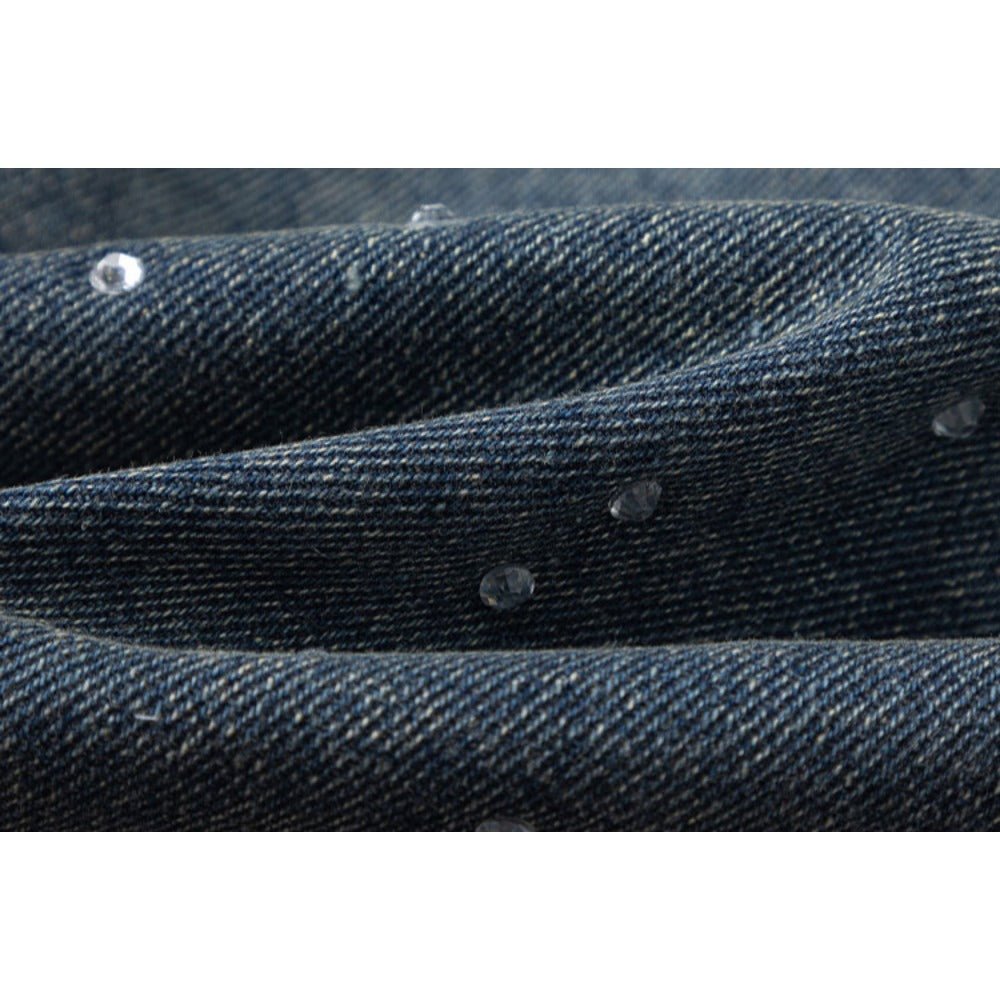 Dotty Rhinestone Denim Jacket - Thrashink