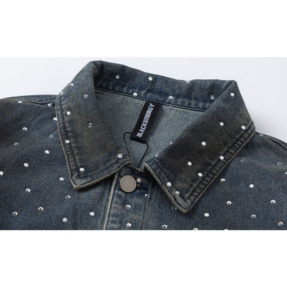 Dotty Rhinestone Denim Jacket - Thrashink