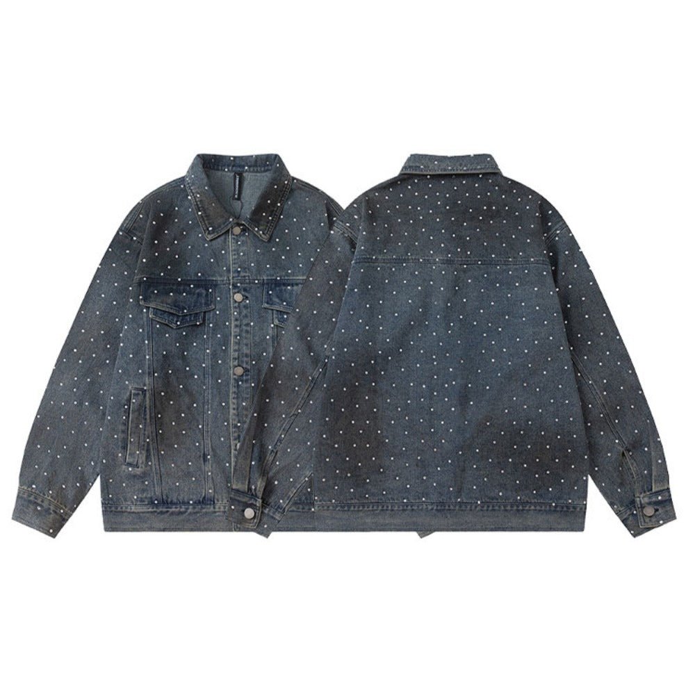 Dotty Rhinestone Denim Jacket - Thrashink