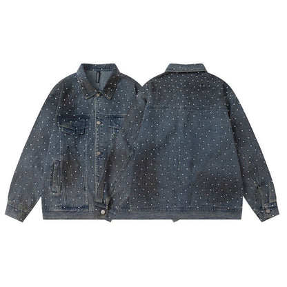 Dotty Rhinestone Denim Jacket - Thrashink