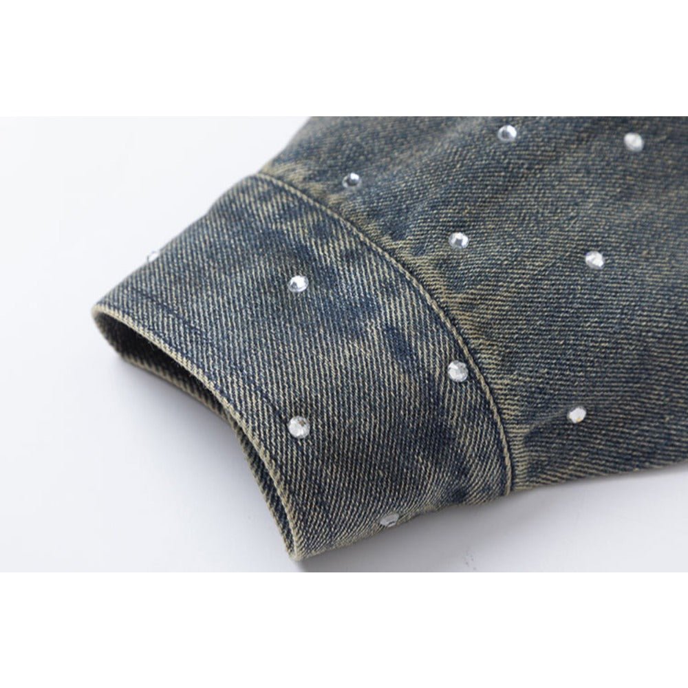 Dotty Rhinestone Denim Jacket - Thrashink