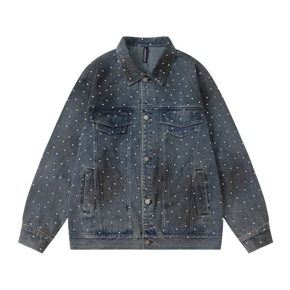Dotty Rhinestone Denim Jacket - Thrashink