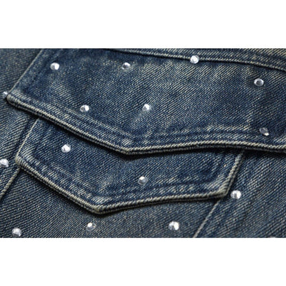 Dotty Rhinestone Denim Jacket - Thrashink