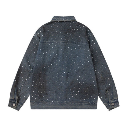 Dotty Rhinestone Denim Jacket - Thrashink