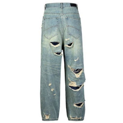 Double - layered Fringed Distressed Jeans - Thrashink