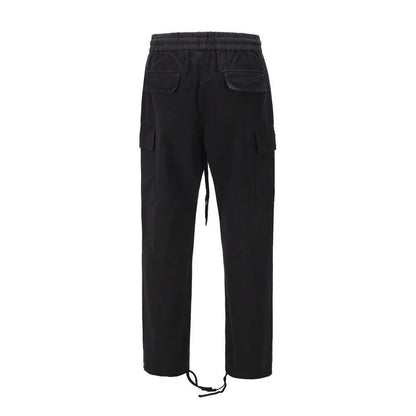 Drawstring Loose Daddy Cargo Pants - Thrashink