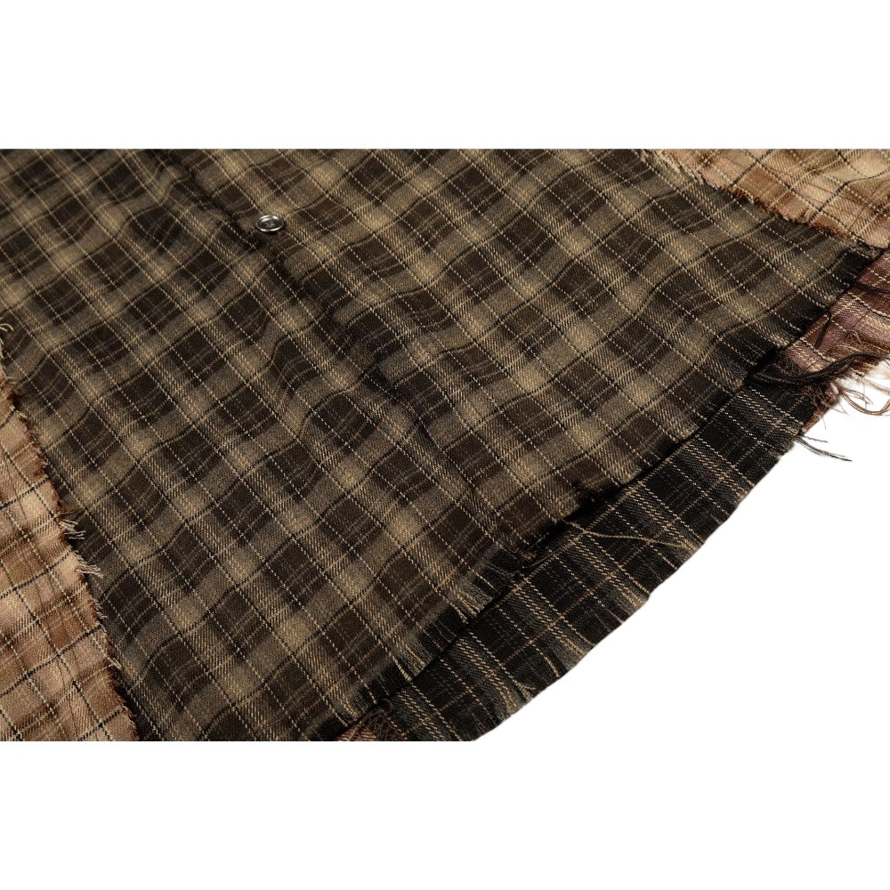 Deconstructed Patchwork Plaid Raw-Edge Shirt
