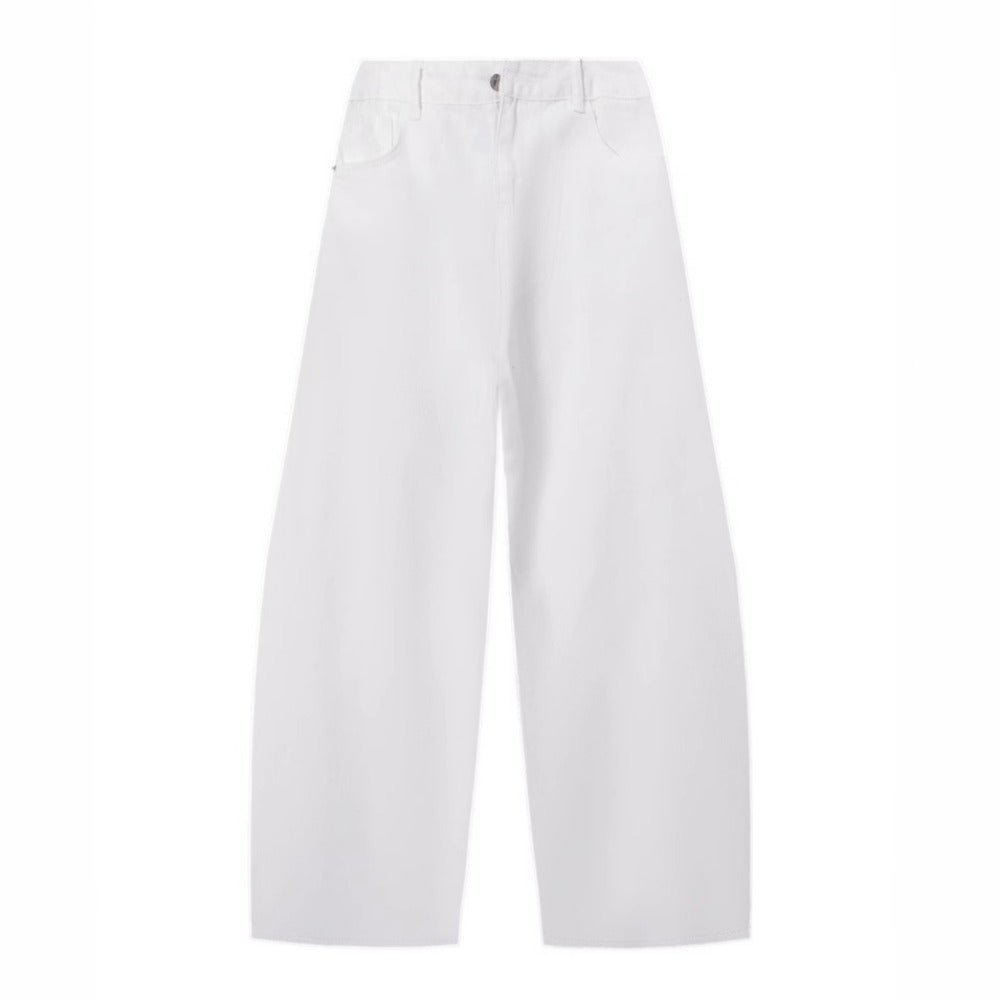 Embroidered White Wide - Leg Jeans - Thrashink