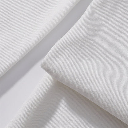 Embroidered White Wide - Leg Jeans - Thrashink