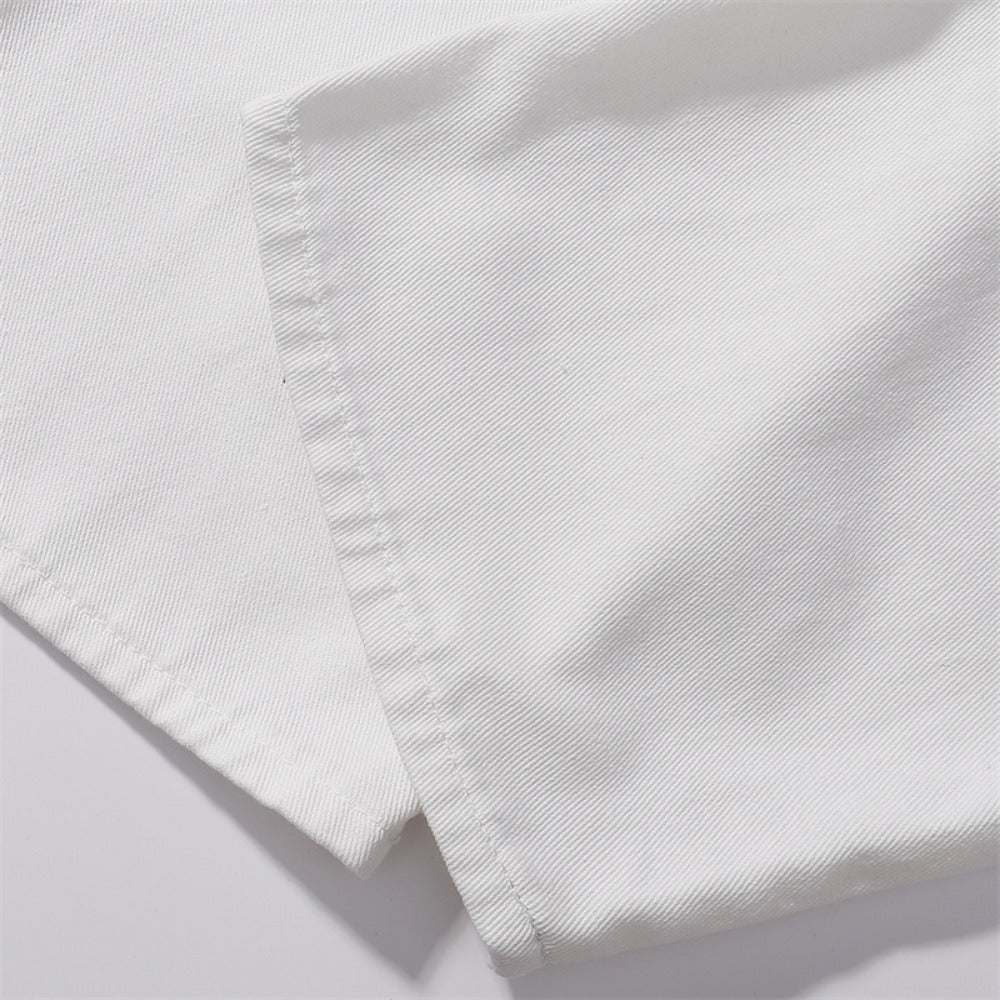 Embroidered White Wide - Leg Jeans - Thrashink