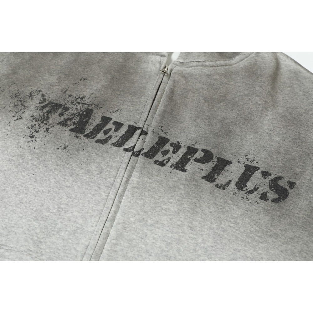 Gradient Distressed Zip-up Hoodie