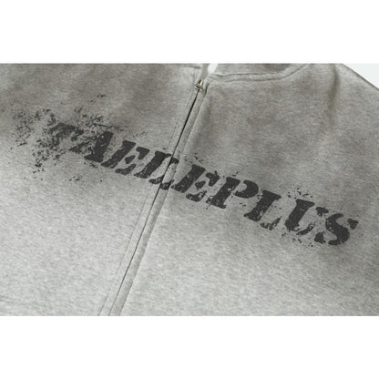 Gradient Distressed Zip-up Hoodie
