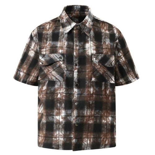 Tie-Dye Plaid Short-Sleeve Shirt