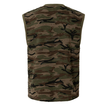 Distressed Camo Textured Sleeveless Vest