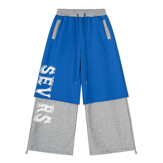 Fake Two - piece Contrasting Color Sweatpants - Thrashink