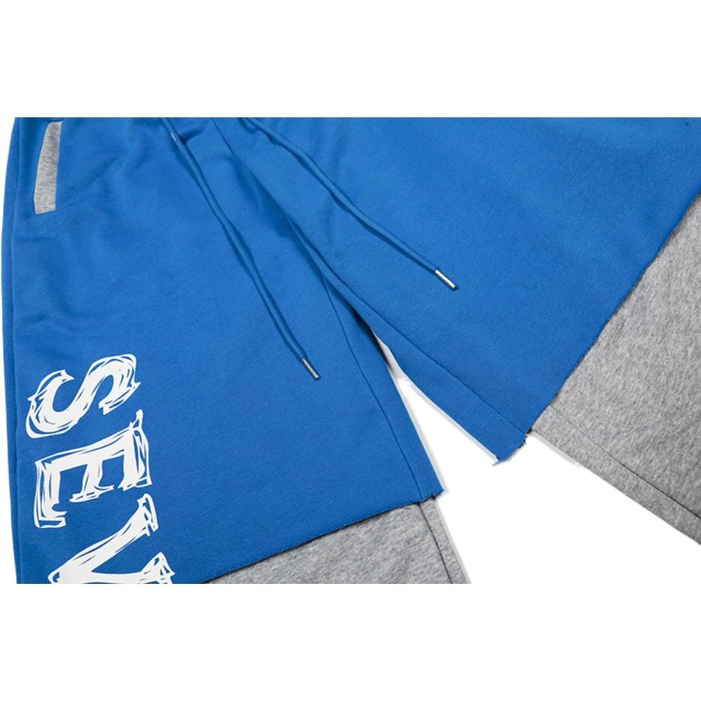 Fake Two - piece Contrasting Color Sweatpants - Thrashink