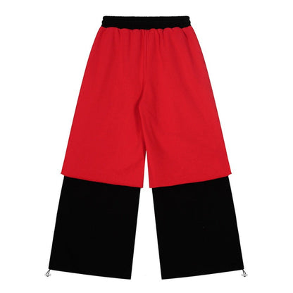 Fake Two - piece Contrasting Color Sweatpants - Thrashink
