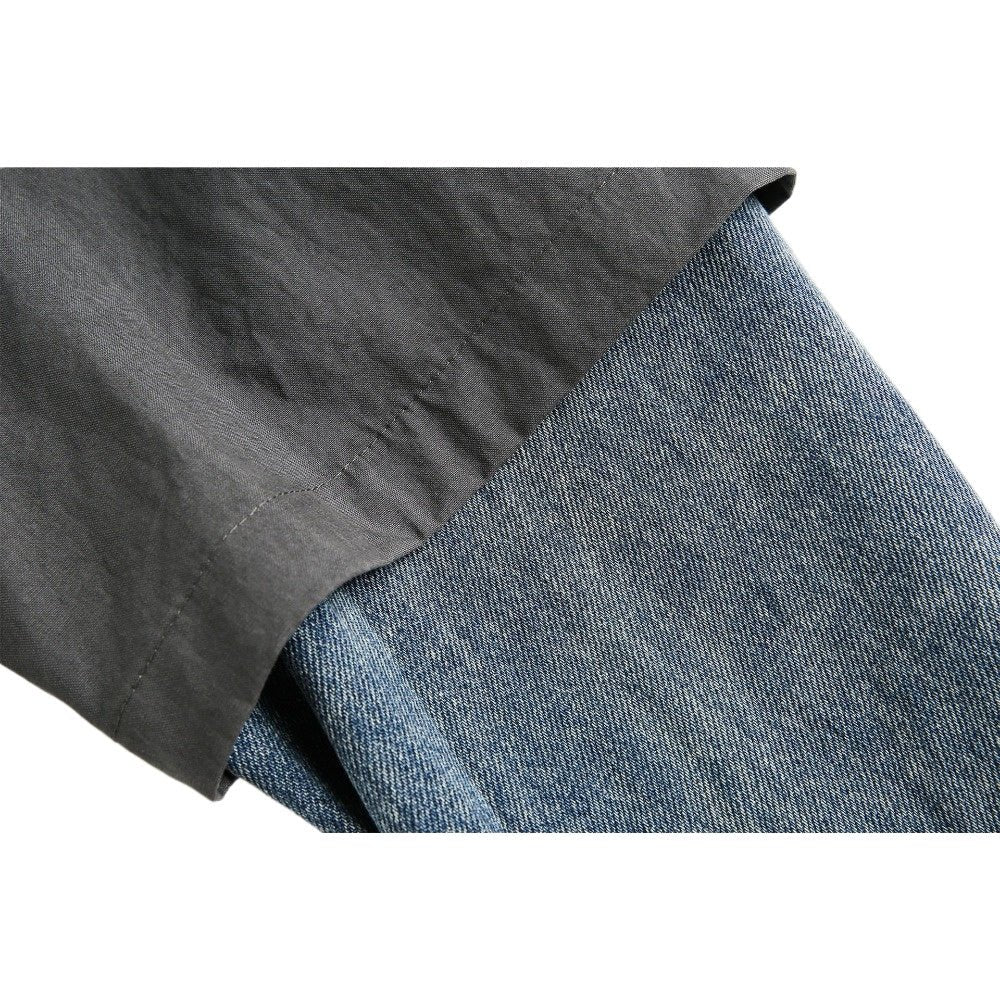 Fake Two - piece Denim Patchwork Shirt - Thrashink