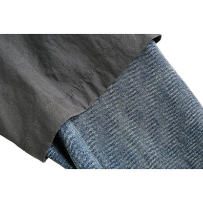 Fake Two - piece Denim Patchwork Shirt - Thrashink