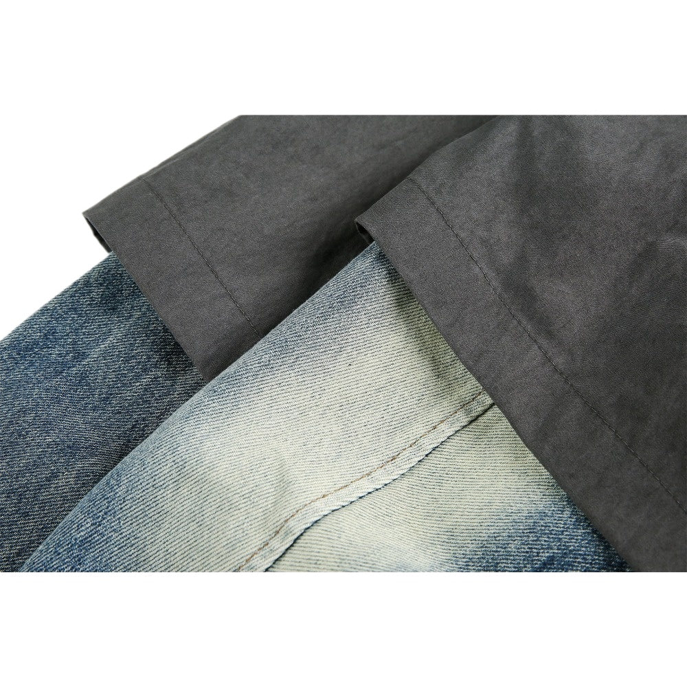 Fake Two - piece Denim Patchwork Shirt - Thrashink