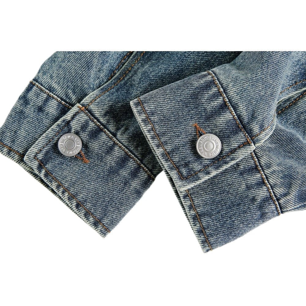 Fake Two - piece Denim Patchwork Shirt - Thrashink