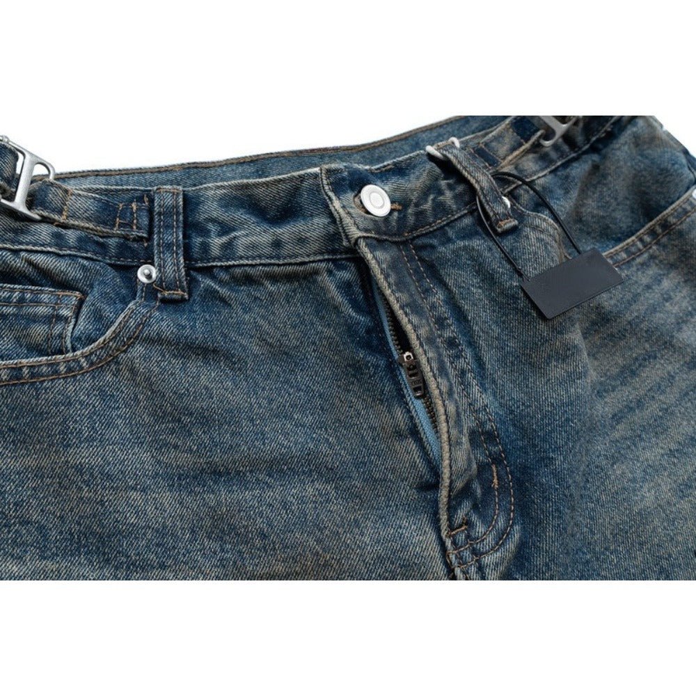 Fake Two - piece Distressed Camouflage Cargo Pants - Thrashink