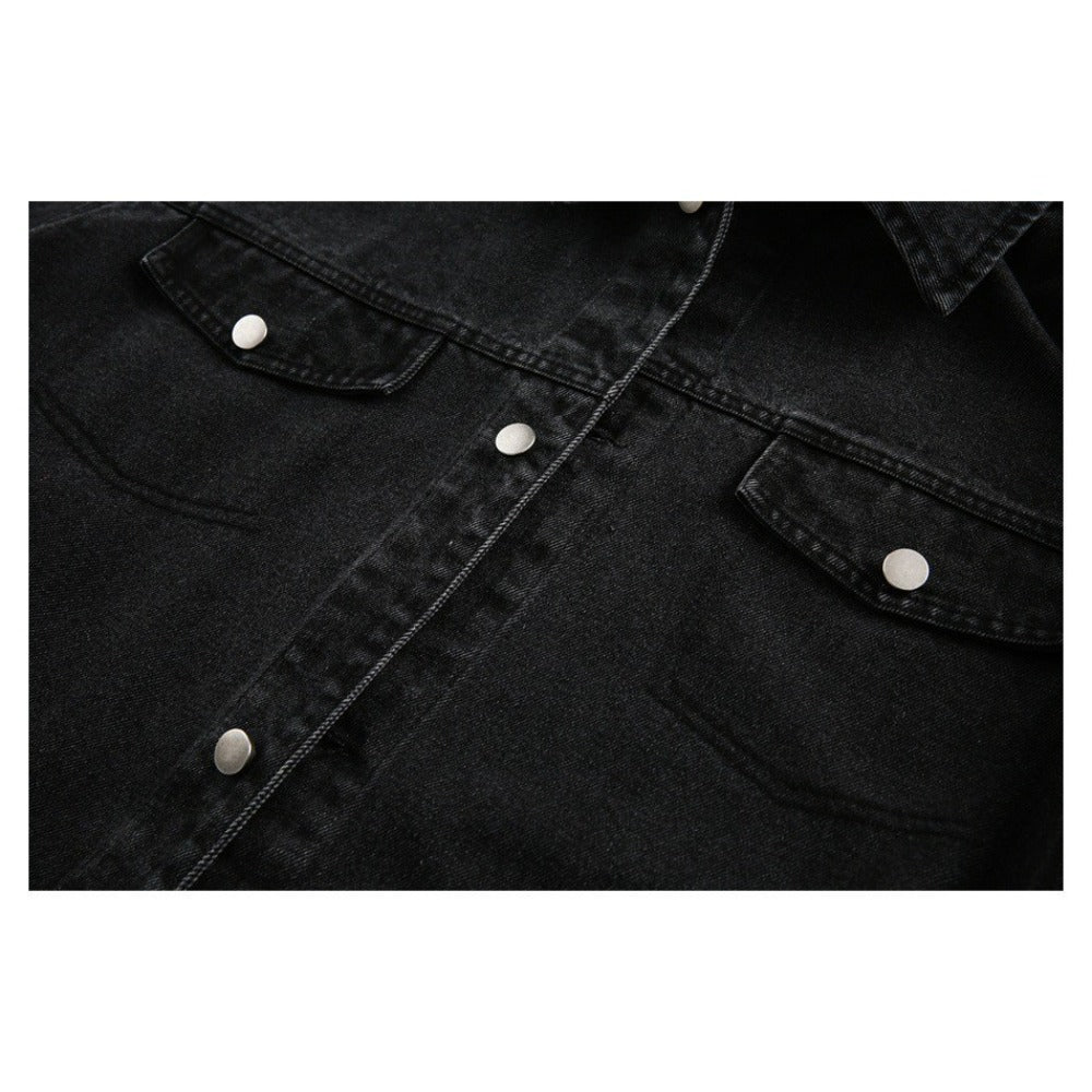 Fake Two - piece Vintage Washed Denim Jacket - Thrashink