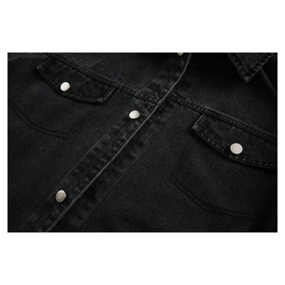 Fake Two - piece Vintage Washed Denim Jacket - Thrashink