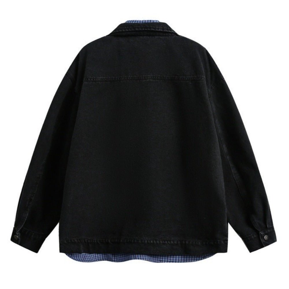 Fake Two - piece Vintage Washed Denim Jacket - Thrashink