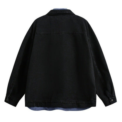 Fake Two - piece Vintage Washed Denim Jacket - Thrashink