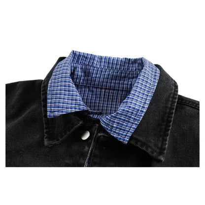 Fake Two - piece Vintage Washed Denim Jacket - Thrashink