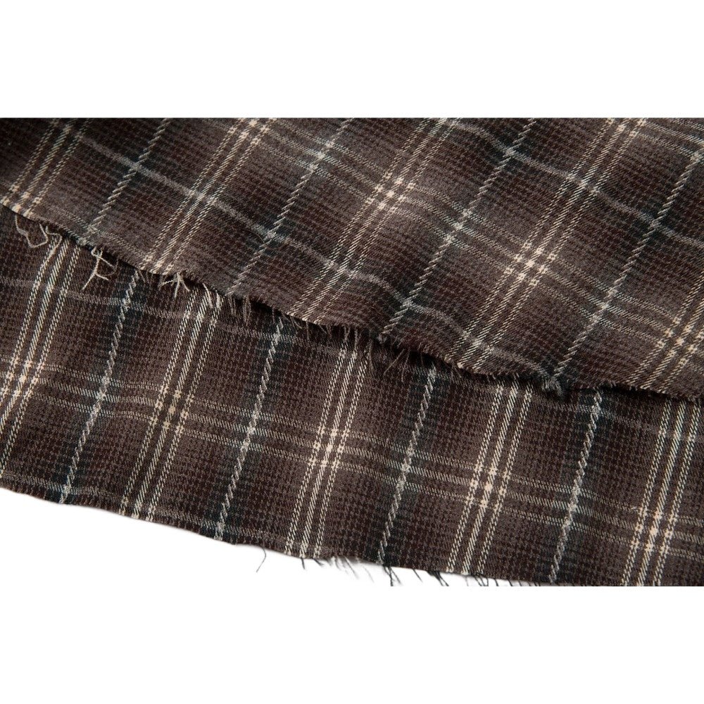 Fake Two Pieces Frayed Plaid Shirt - Thrashink